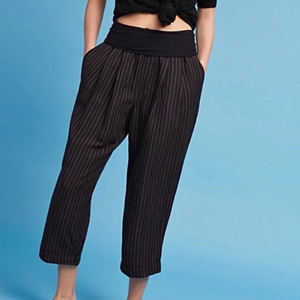 NWT Anthro Hei Hei Eventide Black Linen Pants